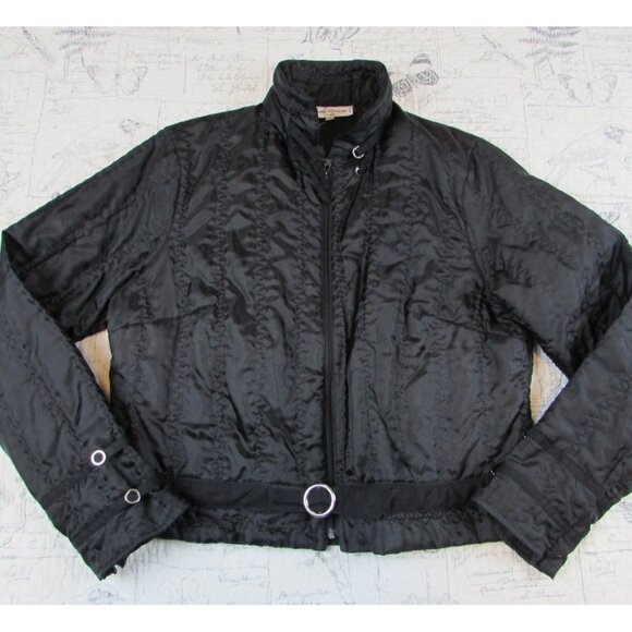 EUC Anne Fontaine Eudora quilted black jacket silver hardware size 4 Us ML - Picture 1 of 7